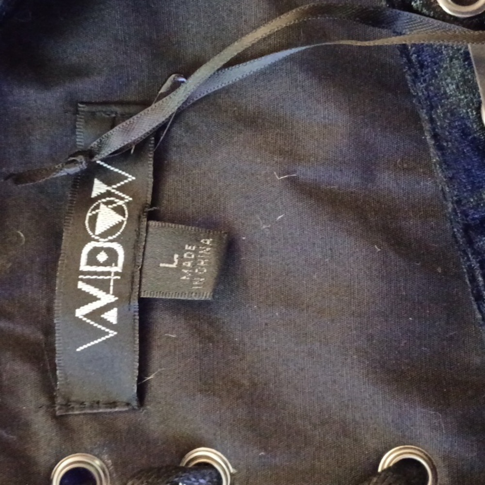 Widow black velvet corcet buckel on chest and lace in front and back LARGE - Picture 9 of 12